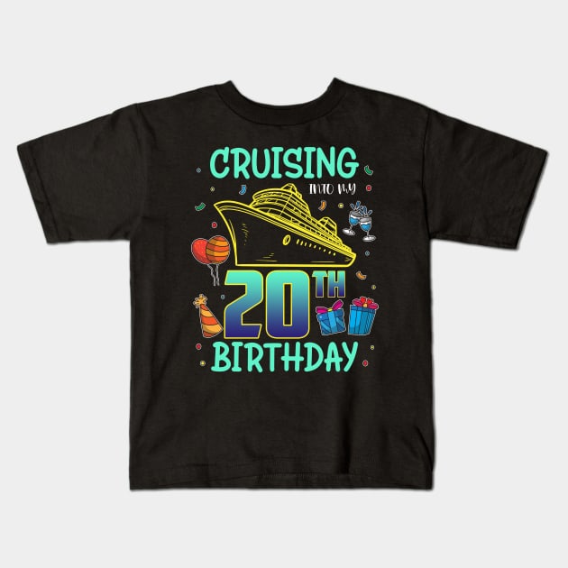 Cruising Into My 20th Birthday 20 Year Old Cruise 20th B-Day Kids T-Shirt by AE Desings Digital